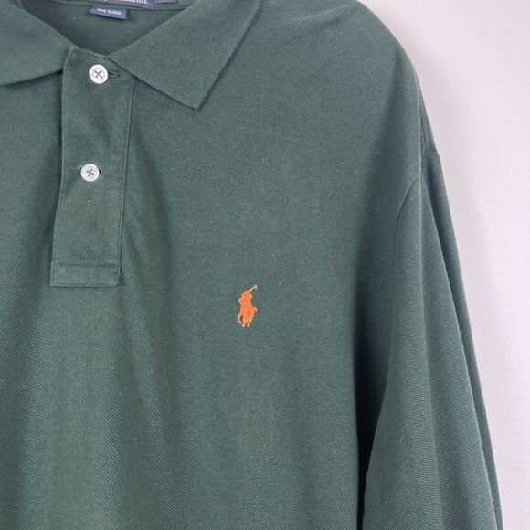 Polo Ralph Lauren Men Shirt XL Kelly Green Cotton Long Sleeve Polo Preppy Golf - Picture 2 of 7